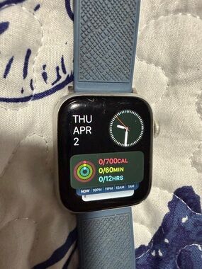Gray Smartwatch with Blue Silicone Band - Electronics Wearable